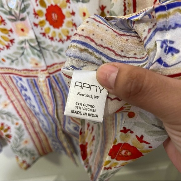AP.NY Floral Print Roll Tab Sleeve Button-Up Shirt Sz L - Picture 6 of 7